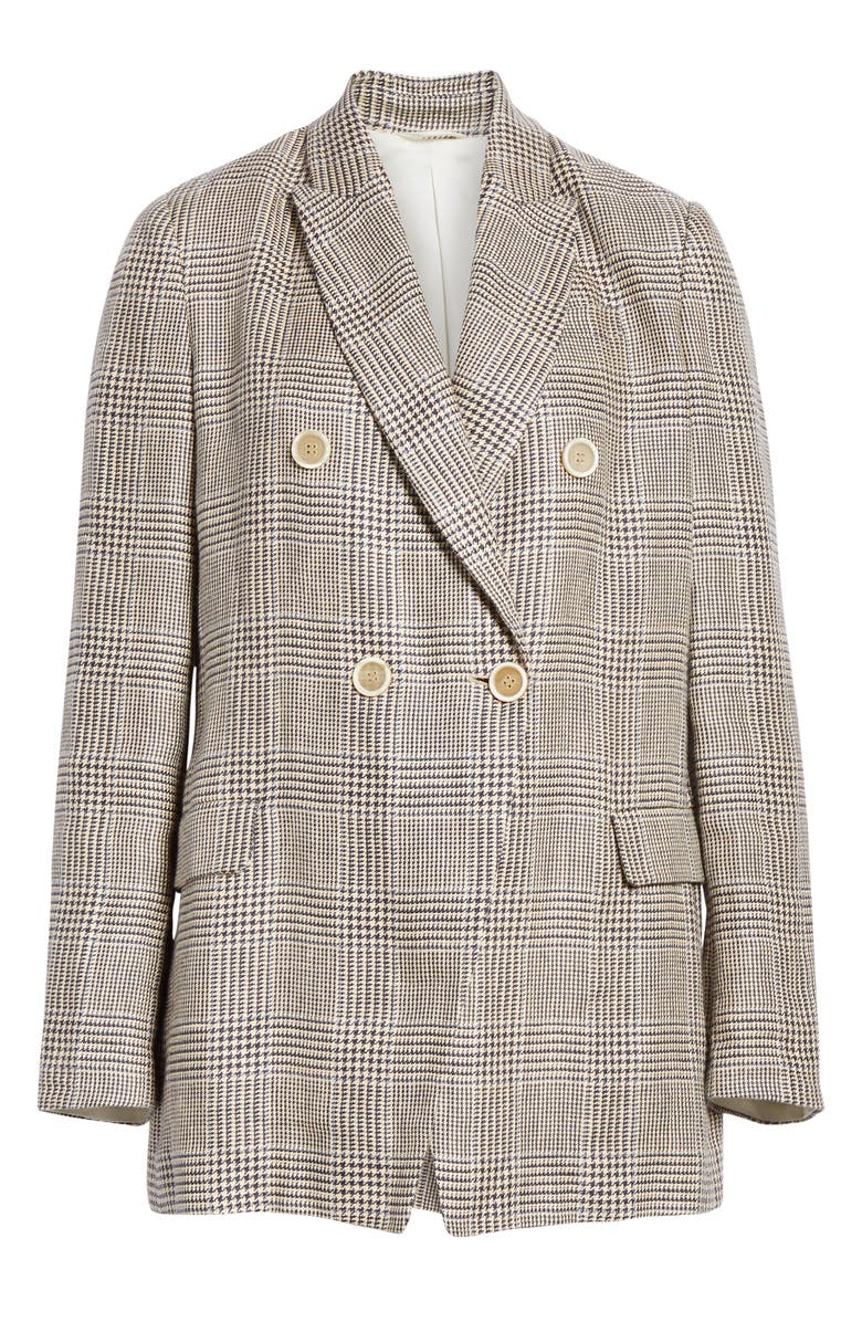 Brunello Cucinelli Prince of Wales Double Breasted Jacket, Alternate, color, 