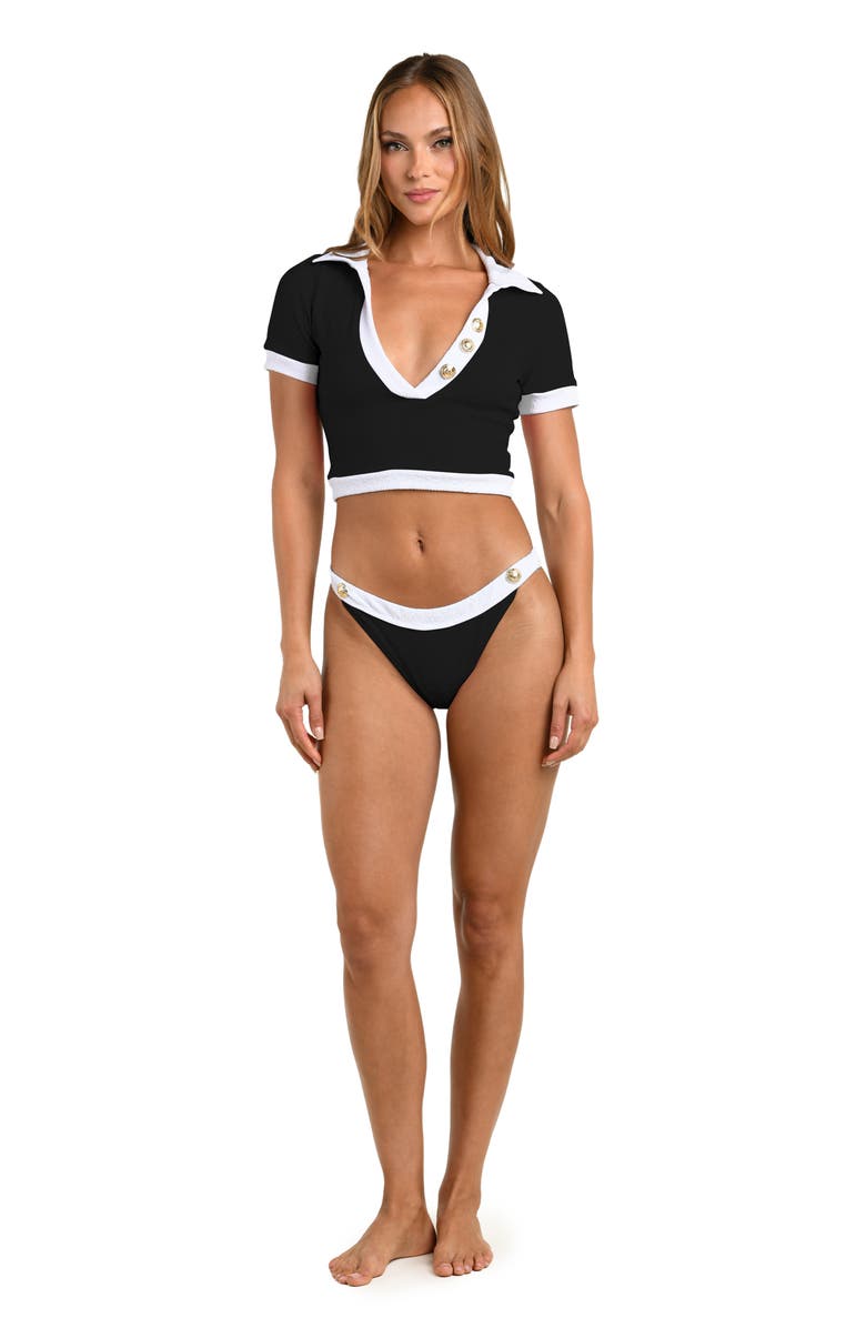 L'AGENCE Jean Colorblock Bikini Bottoms, Alternate, color, Black