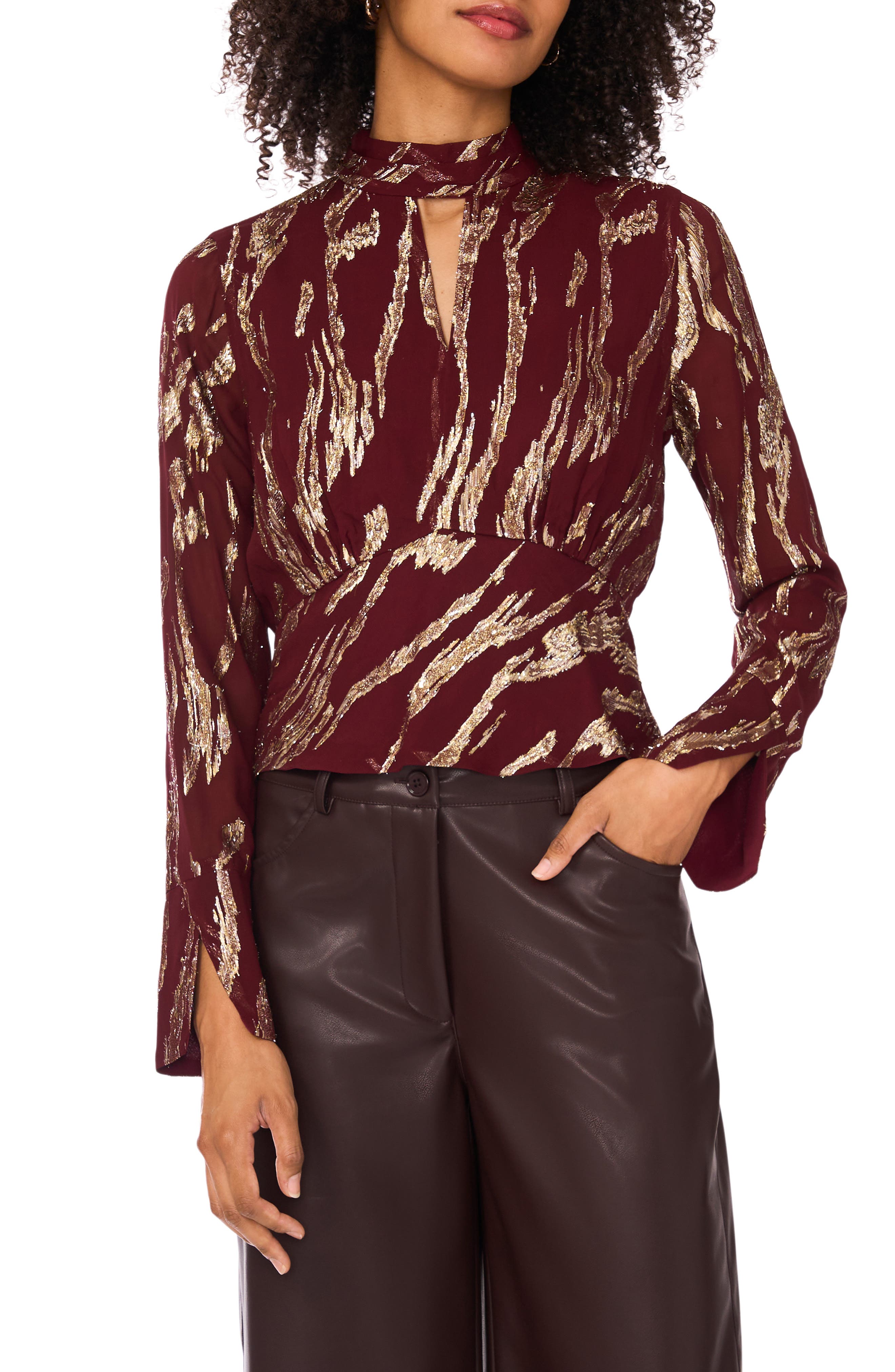 Parker The Piper Metallic Peplum Top
