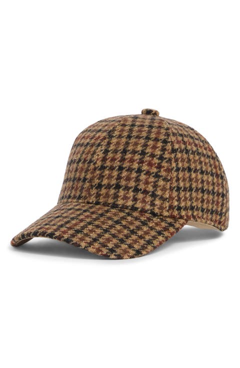 Houndstooth Wool Adjustable Baseball Cap