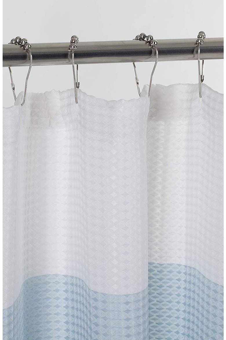 Shades Ombré Waffle Texture Shower Curtain, Alternate, color, AQUA