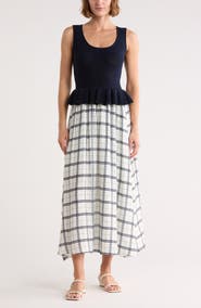 Blu Pepper Mixed Media Midi Dress