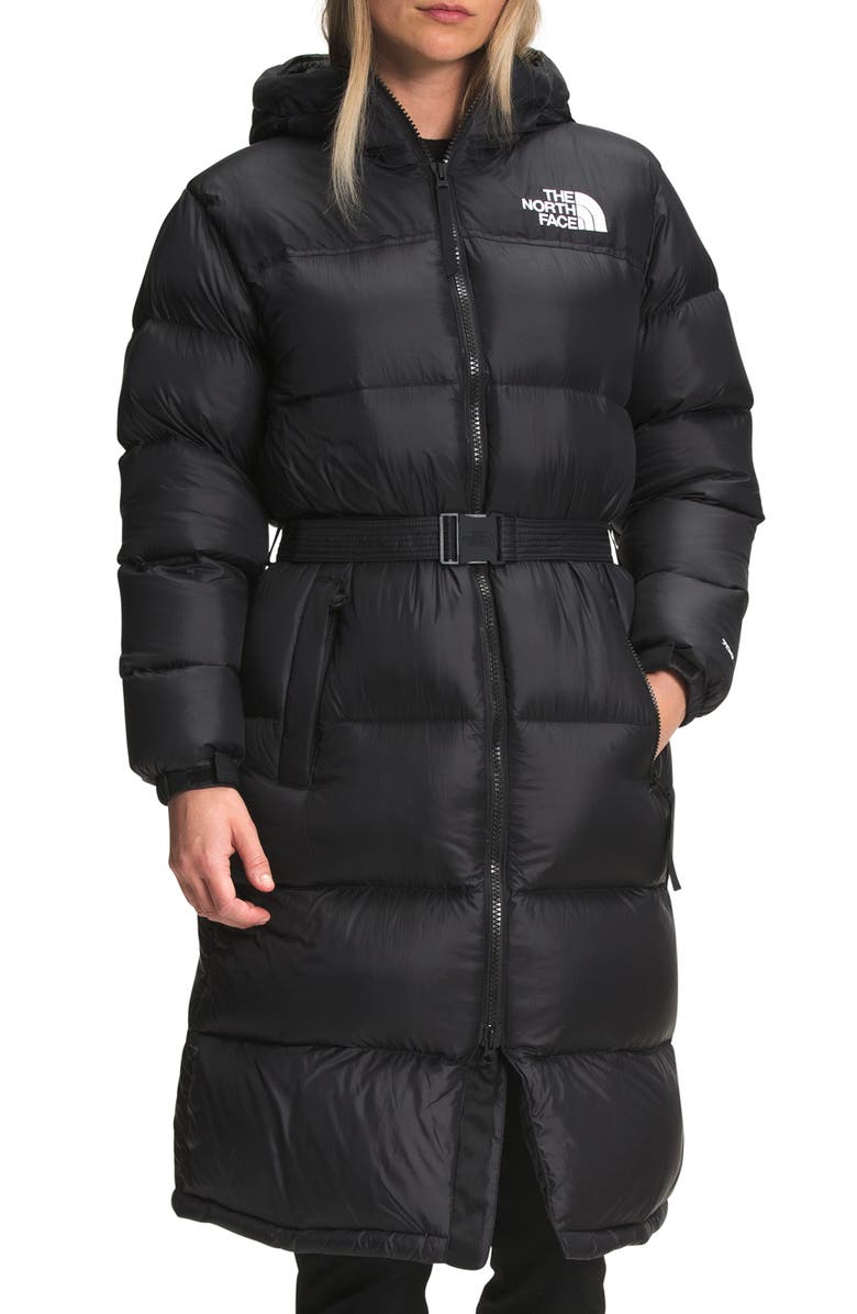 The North Face Nuptse<sup>®</sup> Belted Water Repellent 700 Fill Power Long Down Jacket, Main, color, 