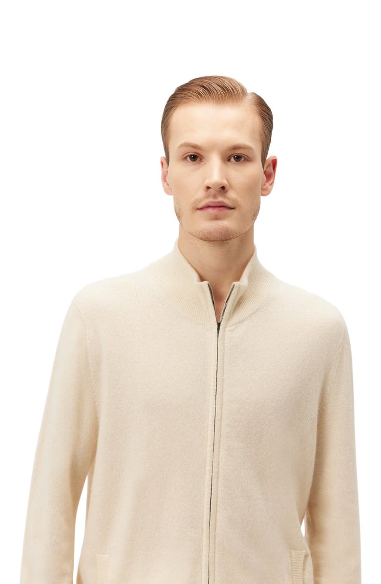 GOBI Mongolian Cashmere Essential Cashmere Full-Zip Cardigan, Alternate, color, Off White