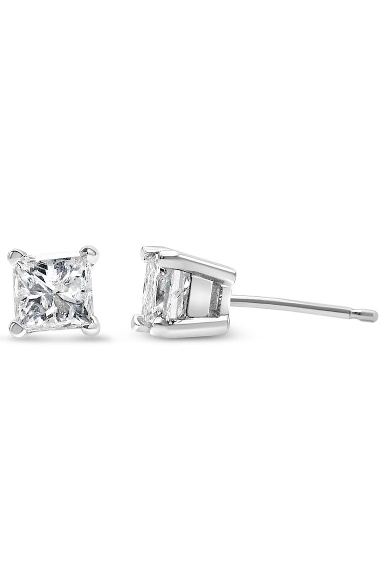 AGS Certified 14K White Gold 2/5 Cttw Princess Cut Diamond Solitaire Stud Earring, Alternate, color, White