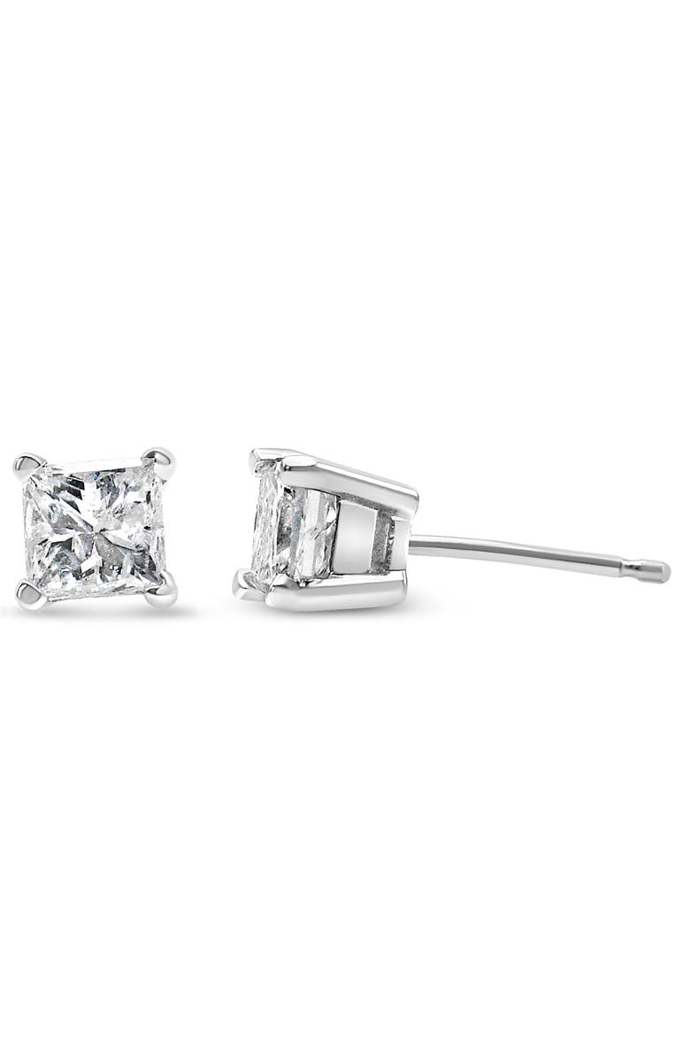 Haus of Brilliance 14K White Gold 1.00 Cttw Square Diamond Solitaire Stud Earring, Alternate, color, White