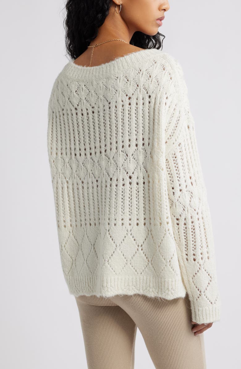 BP. Open Stitch Oversize Sweater, Alternate, color, Ivory