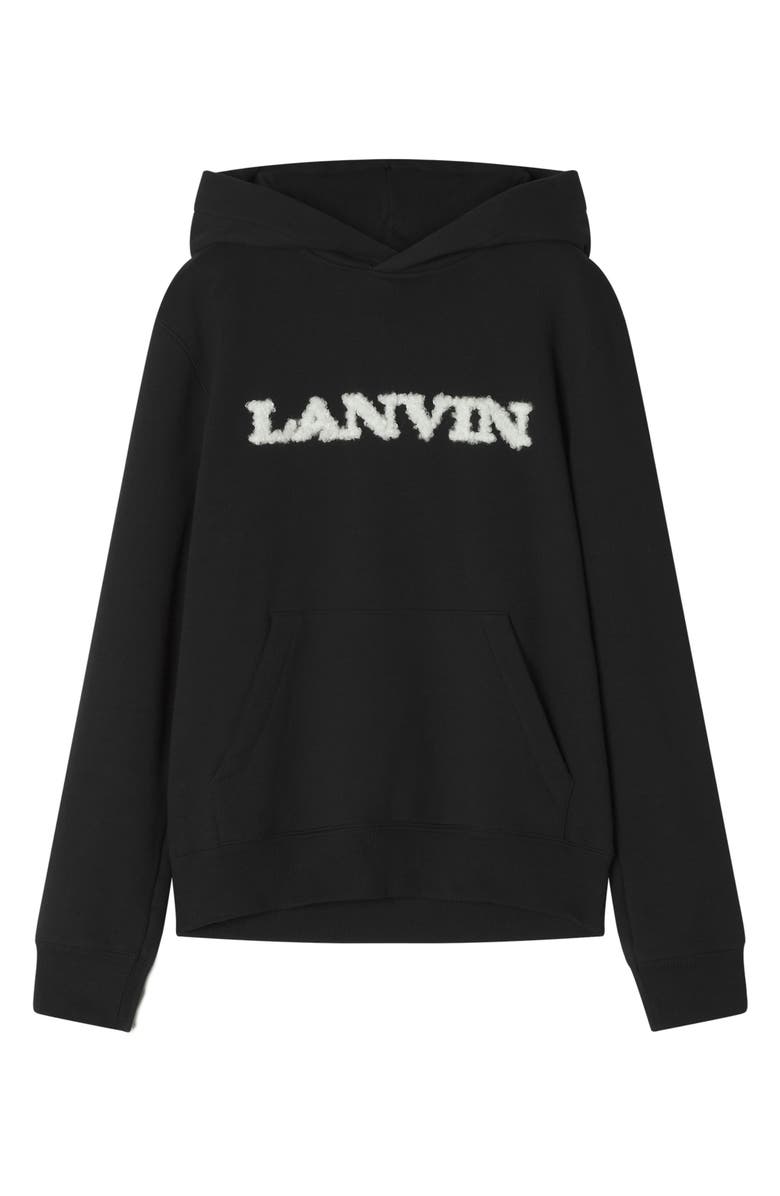 Lanvin Shearling Cotton Hoodie, Main, color, Black