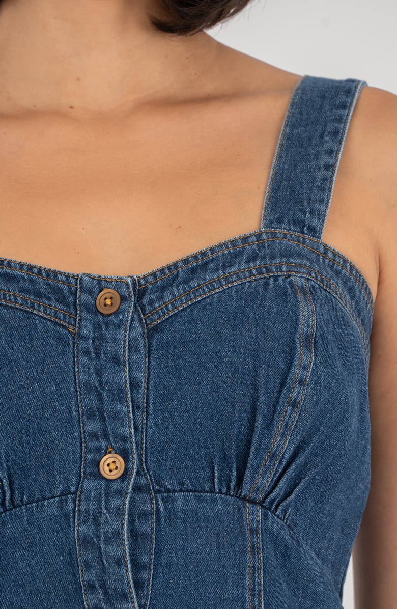 KUT from the Kloth Emiko Sweetheart Neck Denim Minidress, Alternate, color, Dark Wash