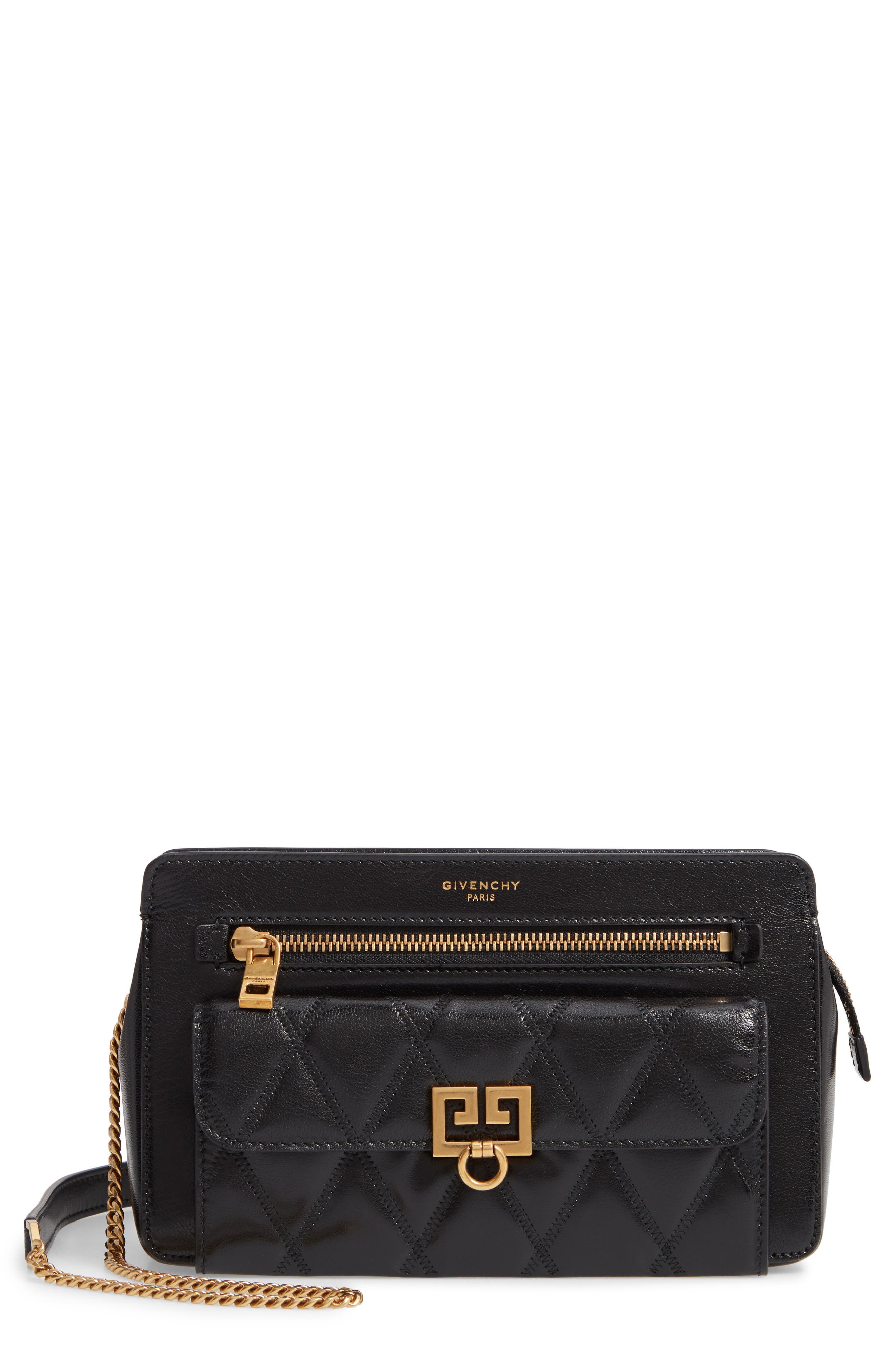 Givenchy Diamond Quilted Leather Crossbody Bag, Main, color, 