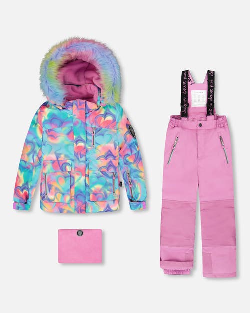 Deux Par Deux Girl Two-piece Play Snowsuit In Pink