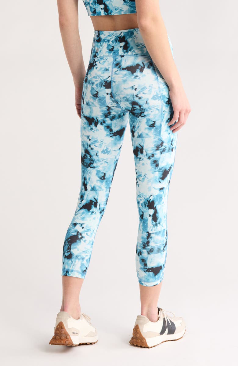 Z by Zella Perform High Waist Pocket Crop Leggings, Alternate, color, Blue Fractured Dye