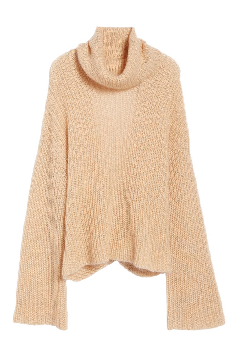 Cross Back Turtleneck Sweater, Alternate, color, TOASTED ALMOND