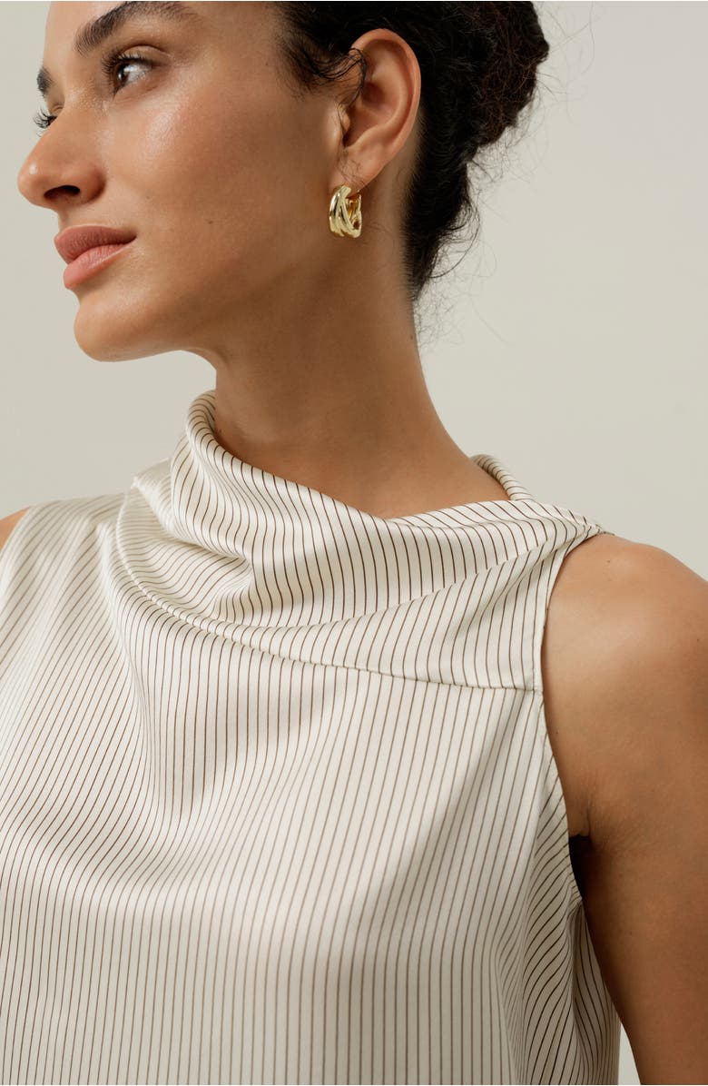 Lilysilk Asymmetric Silk Charmeuse Sleeveless Top, Alternate, color, Drifted Mocha