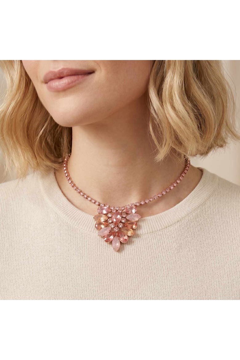 Vintage 1950s Pink GivrÃ© Rhinestone Choker, Alternate, color, Gold
