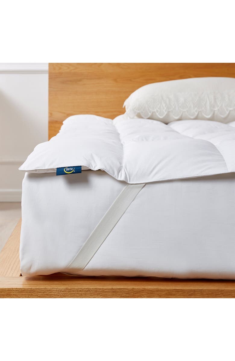 BLUE RIDGE HOME FASHIONS Serta Goose Feather & Down Fiber Featherbed - Twin - White, Alternate, color, 