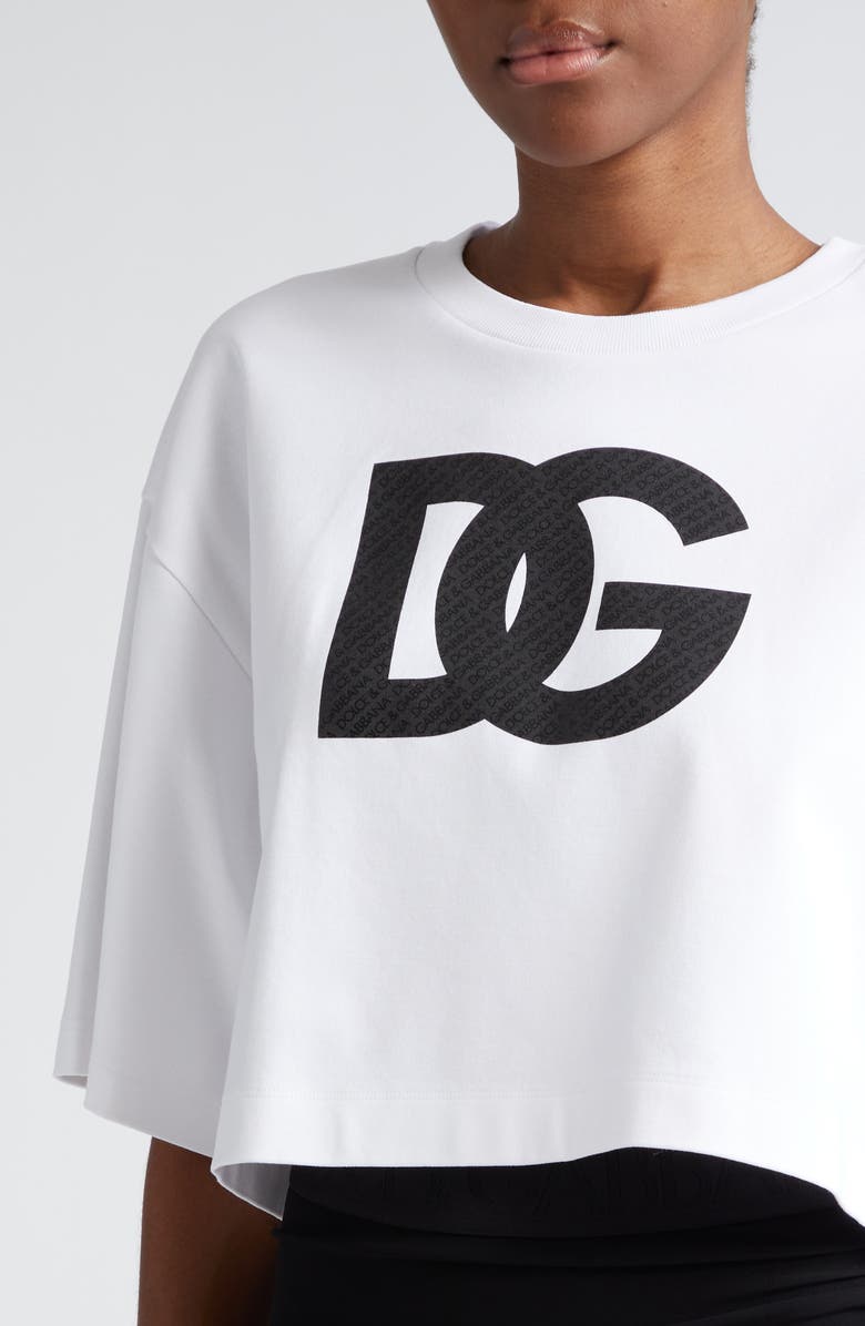 Dolce&Gabbana Oversize Cutoff Logo Graphic T-Shirt, Alternate, color, Bianco Ottico