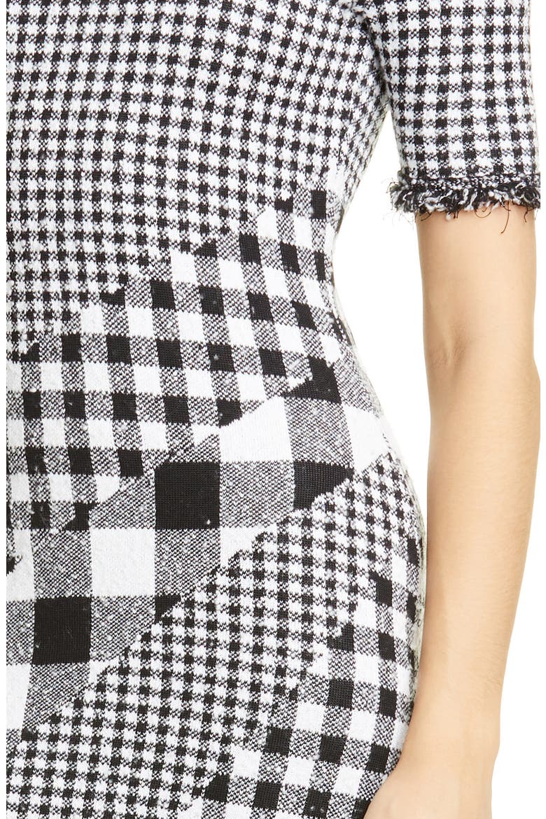 Mixed Gingham Tweed Knit Dress, Alternate, color, BLACK/ WHITE
