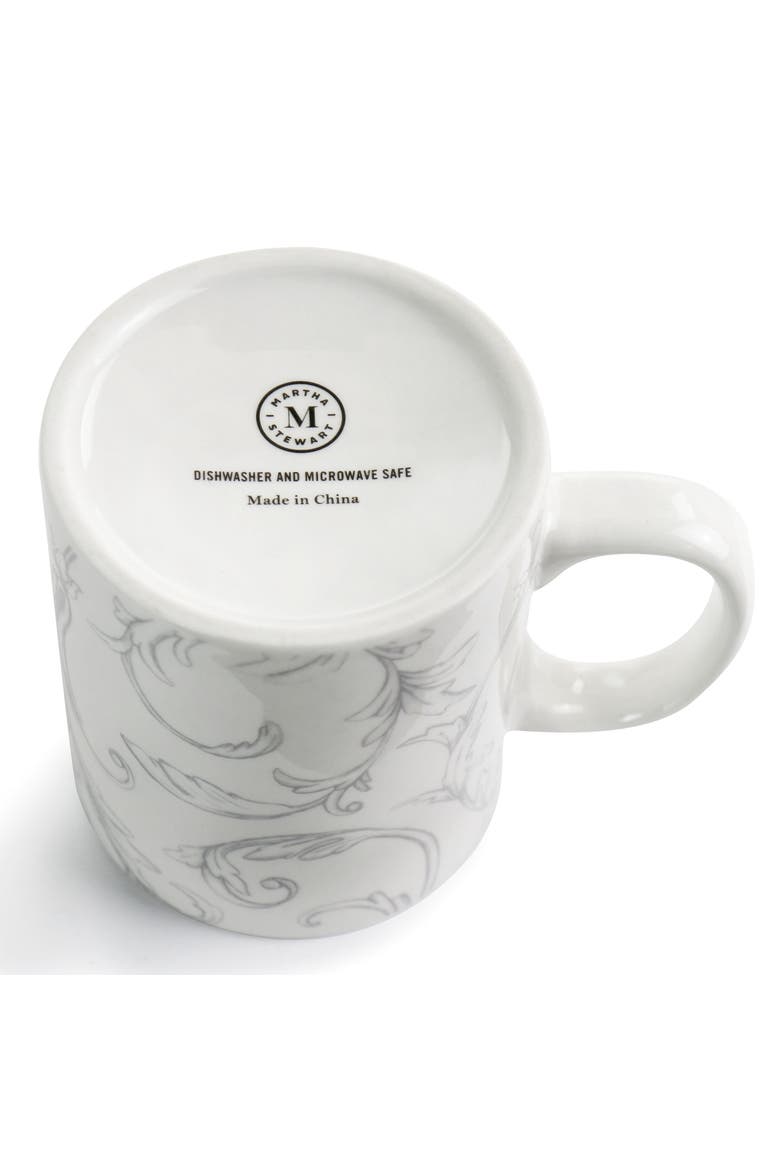 Peony 4 Piece 16 Ounce Fine Ceramic Mug Set in, Alternate, color, White and Pink