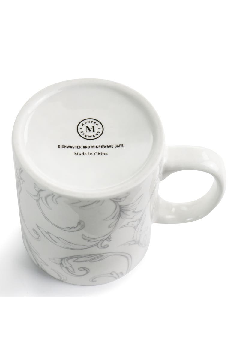 MARTHA STEWART Peony 4 Piece 16 Ounce Fine Ceramic Mug Set in, Alternate, color, White And Pink