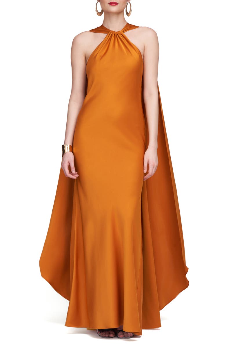 HALSTON Reta Satin Halter Neck Gown, Main, color, 