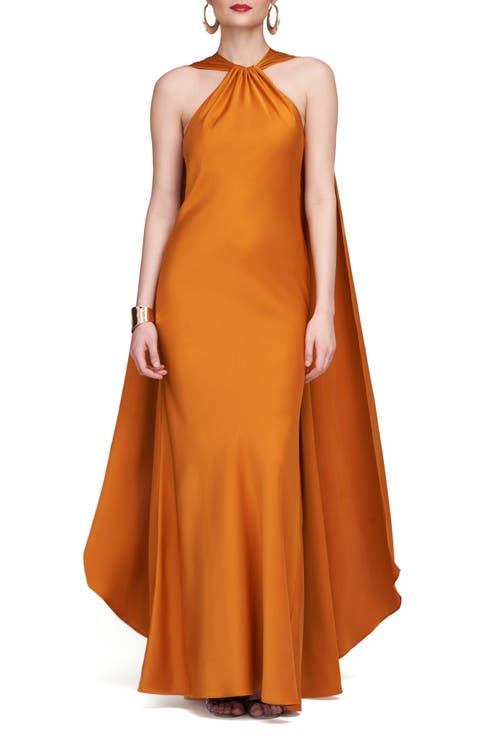 Reta Satin Halter Neck Gown