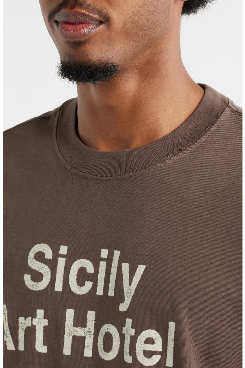 Sicily Art Hotel Graphic T-Shirt, Alternate, color, HOLY BROWN