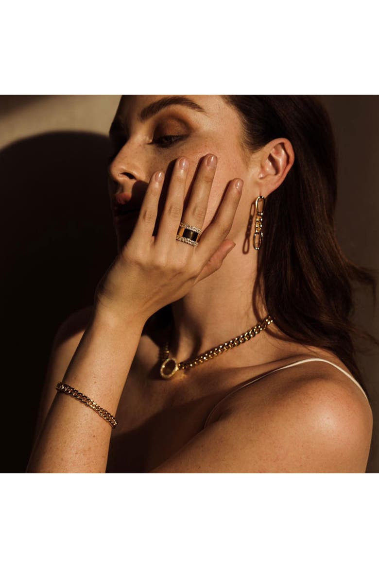 Side Braid with Stone Ring, Alternate, color, Yellow Gold