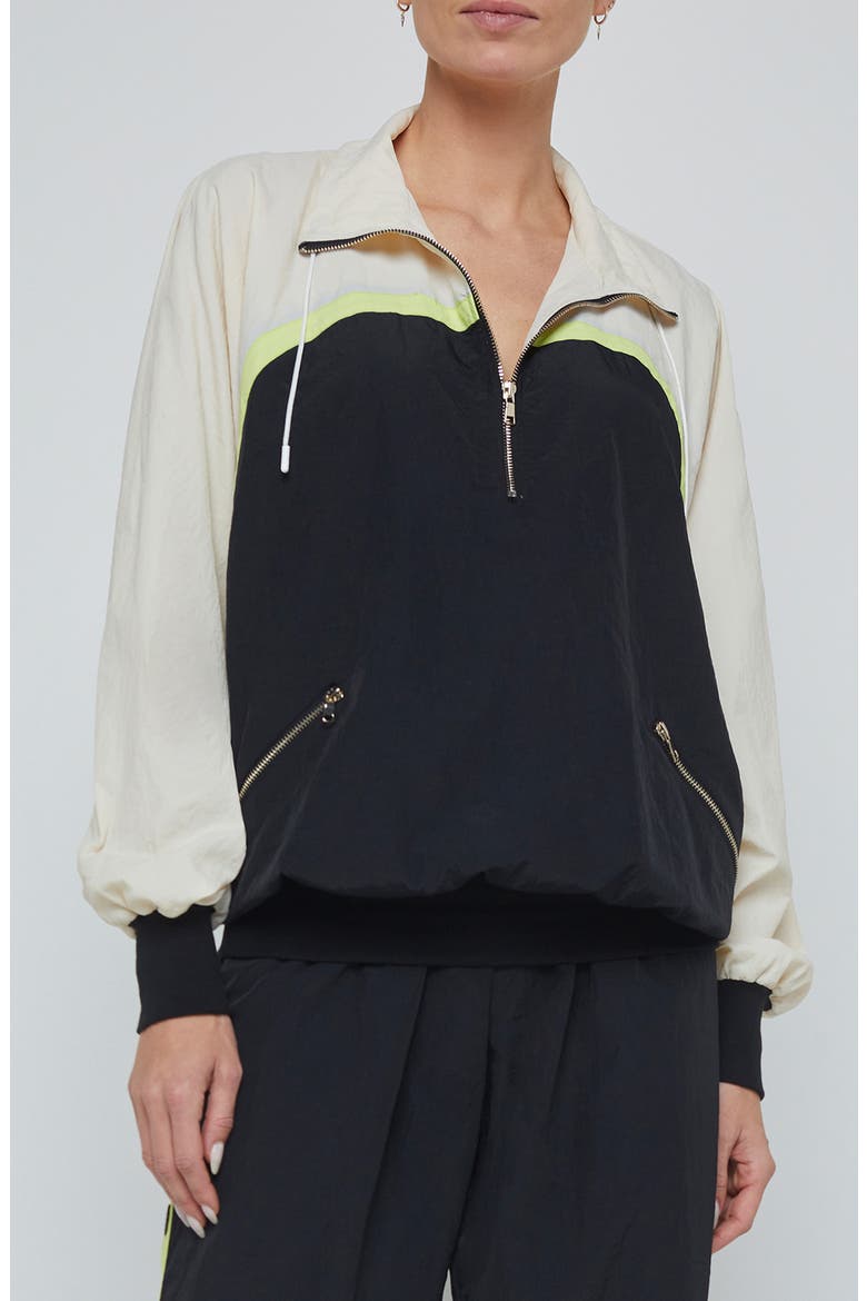 Aurelia Water Repellent Pullover Jacket, Main, color, BLACK/ CREAM/ LIME