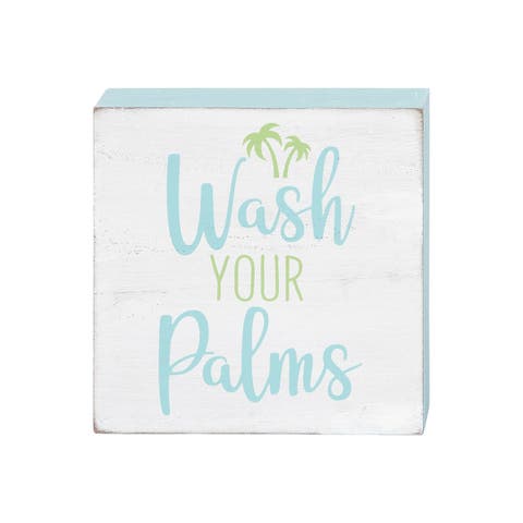 Wash Your Palms Wood Block Shelf Sitter