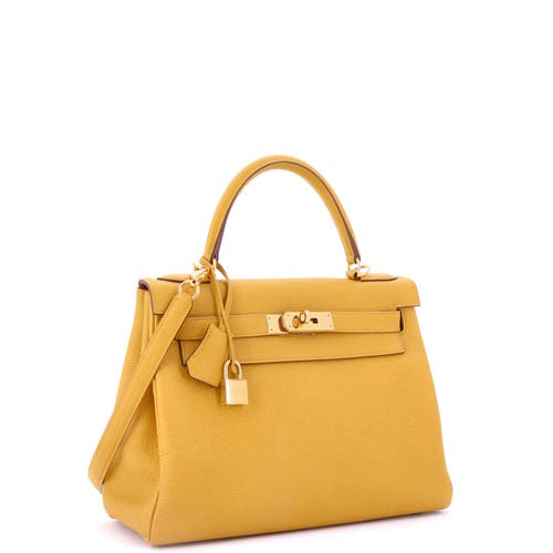 Pre-owned Hermes Hermes Kelly Handbag Yellow Togo With Gold Hardware 28 In Yellow