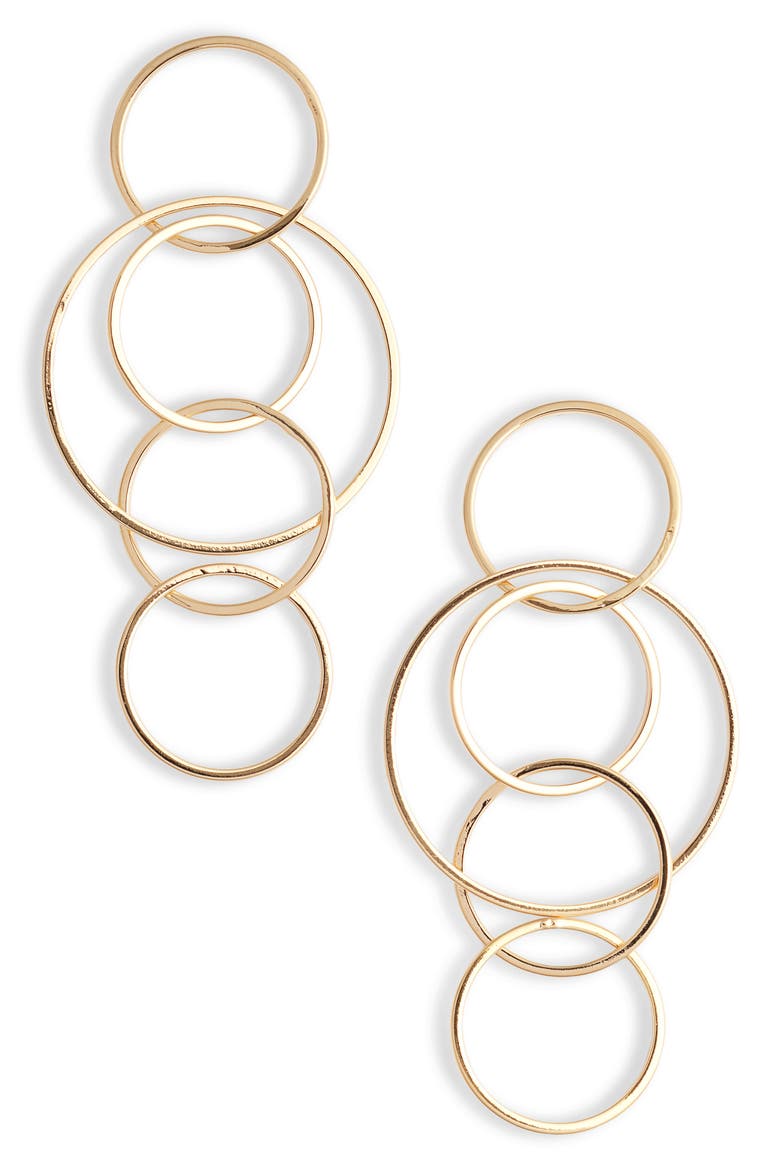 Linked Hoop Drop Earrings, Main, color, GOLD