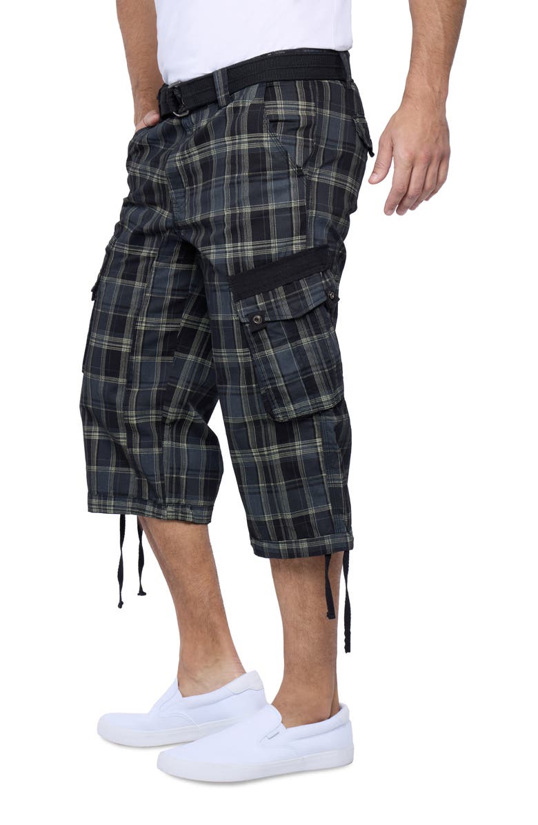 XRAY Belted Cargo Shorts, Alternate, color, Plaid Black