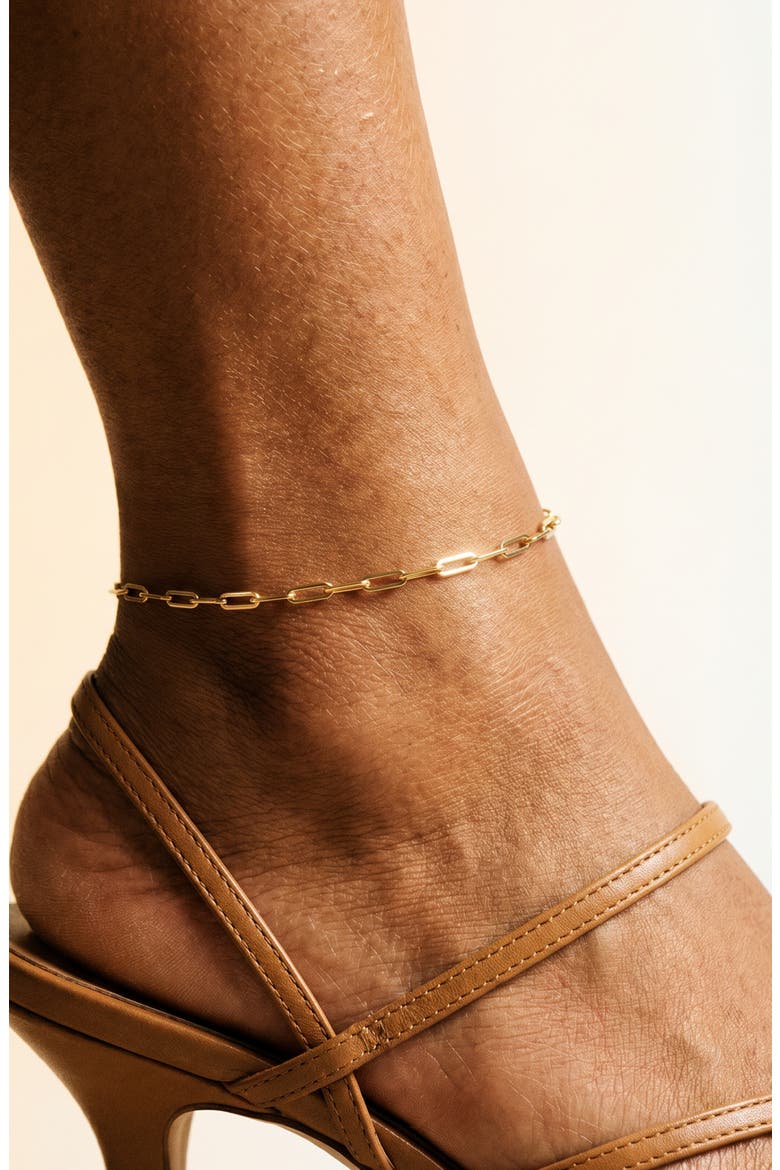 Paper Clip Chain Anklet, Alternate, color, GOLD