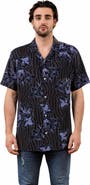 Mio Marino Tropical Print Button-Down Hawaiian Camp Shirt