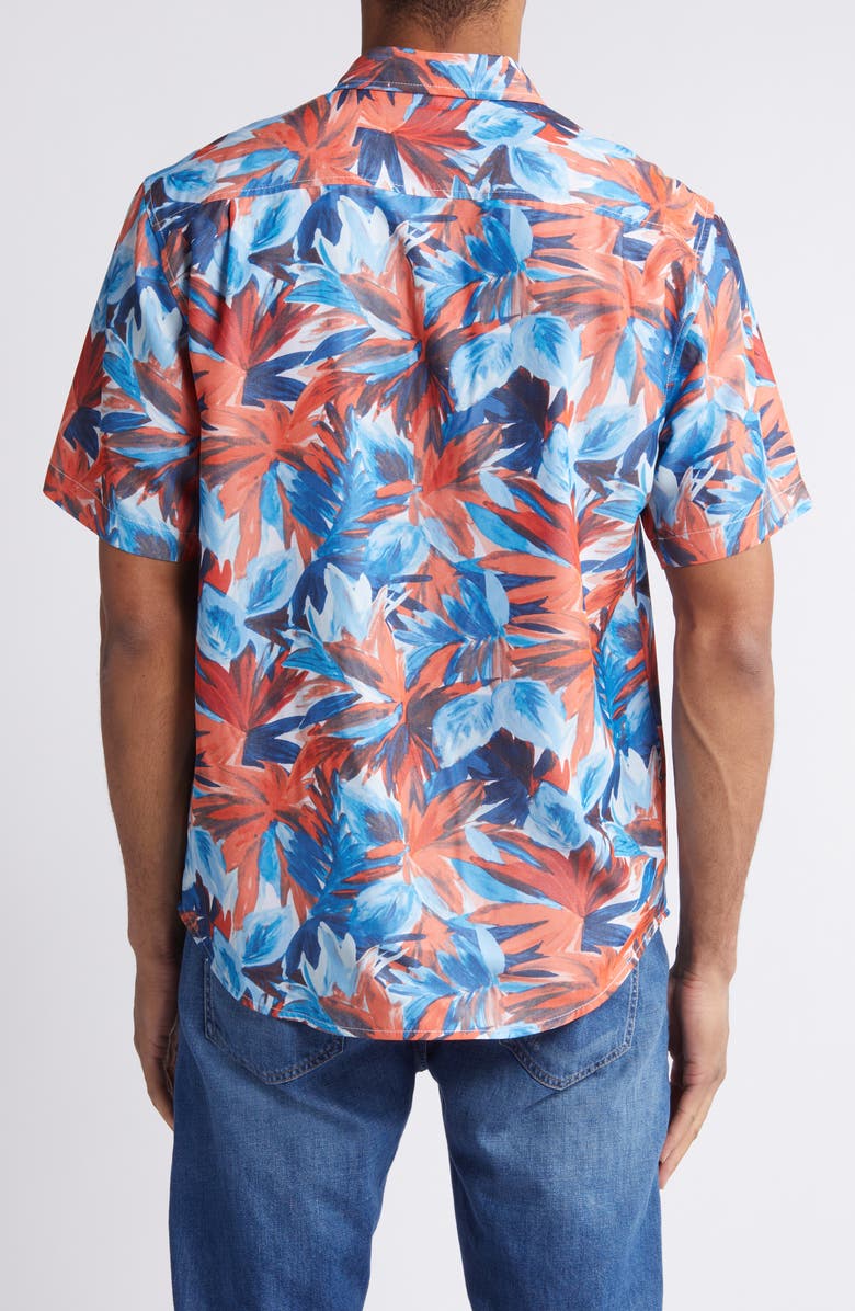 Tommy Bahama Coconut Point Firecracker Floral IslandZone<sup>®</sup> Short Sleeve Performance Button-Up Shirt, Alternate, color, Poppy Red