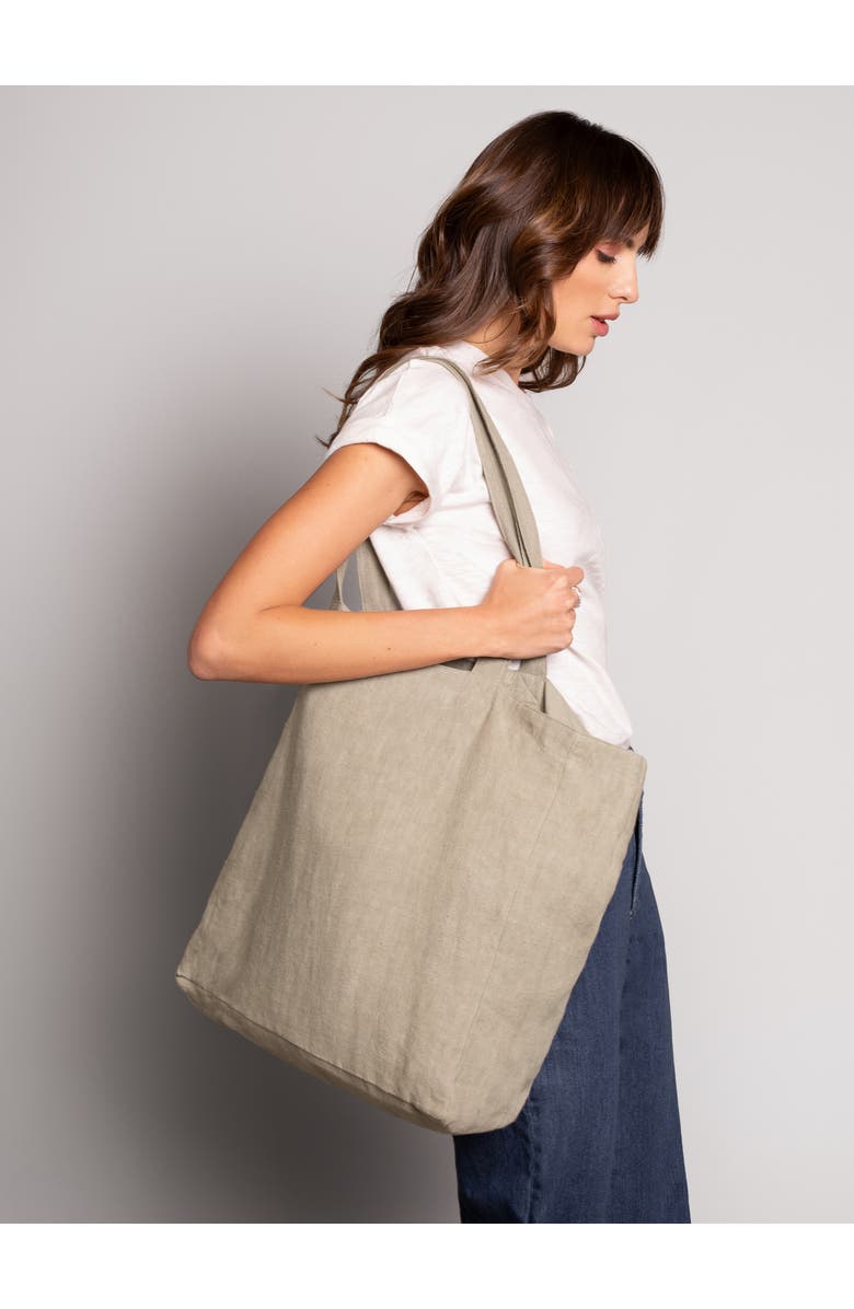 Celtic & Co. Linen Tote Bag, Alternate, color, Stone