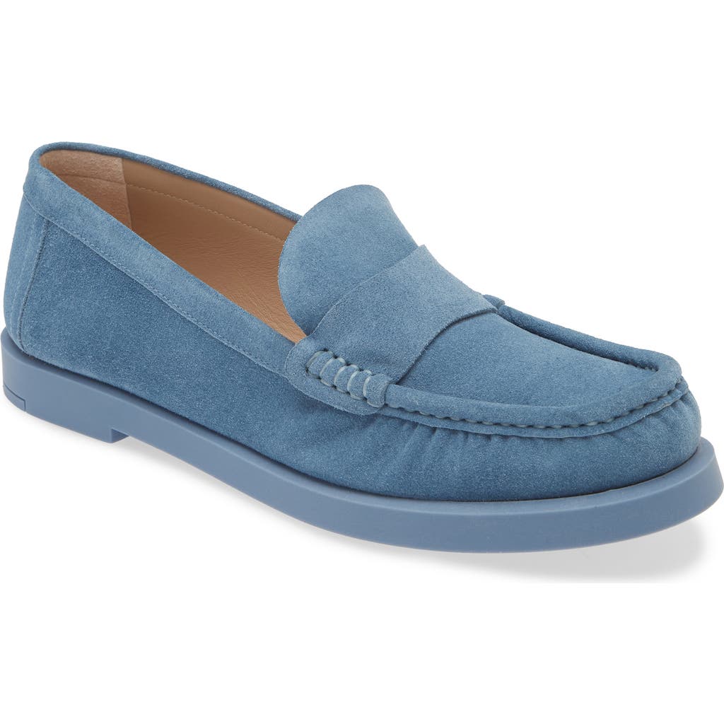 Stuart Weitzman Blake Luxe Suede Slip-on Loafers In Blue Steel