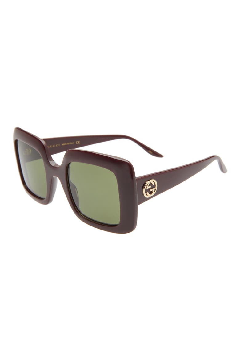 52mm Square Sunglasses, Alternate, color, RED