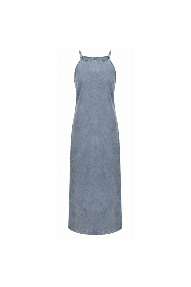 Denim Jumper with Spaghetti straps, Main, color, Denim Wash