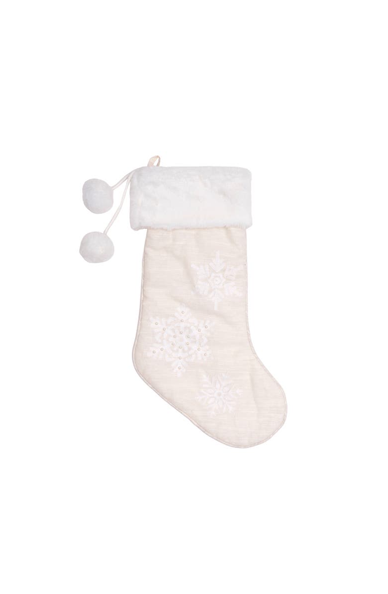 C&F Home White Christmas Snowflake Hanging Christmas Stocking 20", Main, color, White