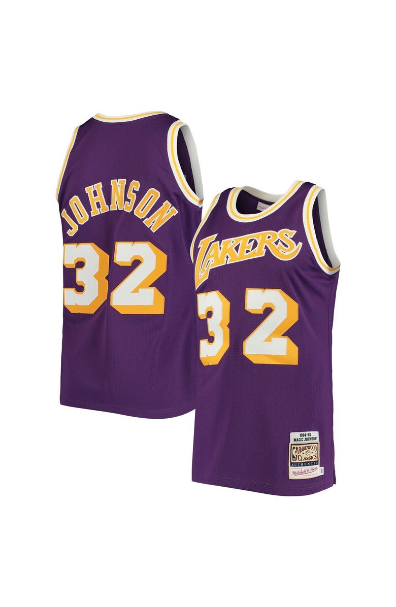 Mitchell & Ness Men's Mitchell & Ness Magic Johnson Purple Los Angeles Lakers 1984/85 Hardwood Classics Authentic Jersey, Alternate, color, Purple