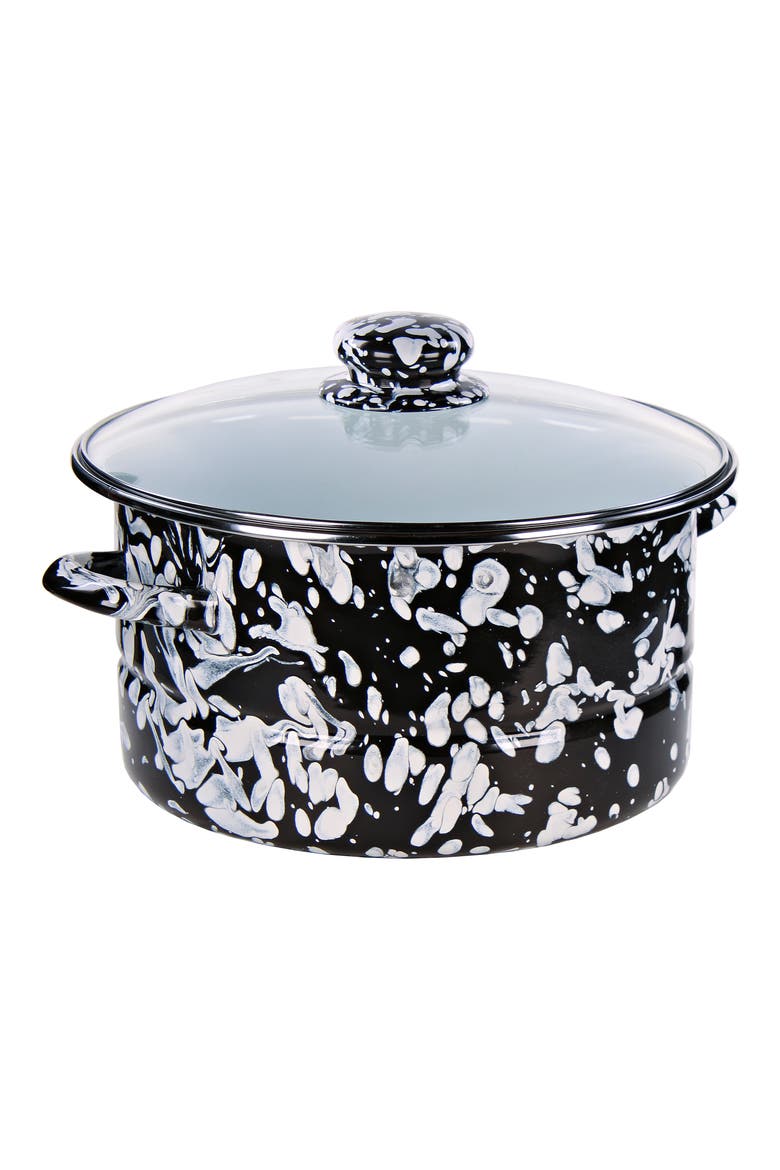 Enamelware 6-Quart Stock Pot, Main, color, BLACK SWIRL