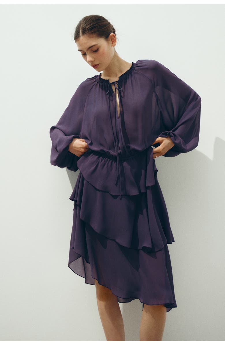 H&M Asymmetric Dress, Alternate, color, Dark Purple