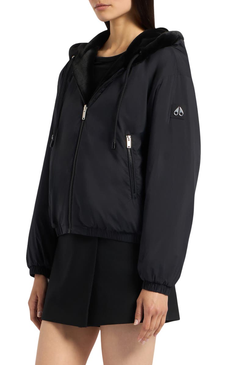 Moose Knuckles Eaton Bunny Reversible Faux Fur Hooded Jacket, Alternate, color, Black/Black - 313