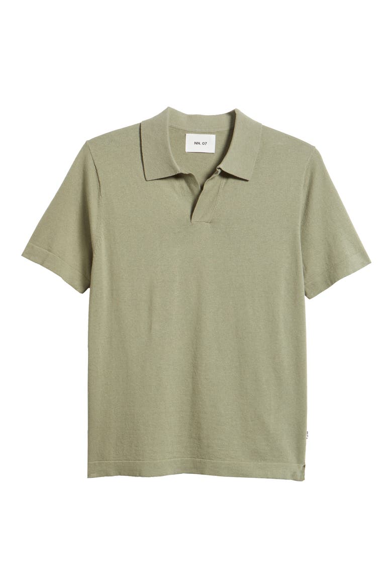 Ryan 6311 Cotton & Linen Johnny Collar Polo, Alternate, color, SAGE GREEN