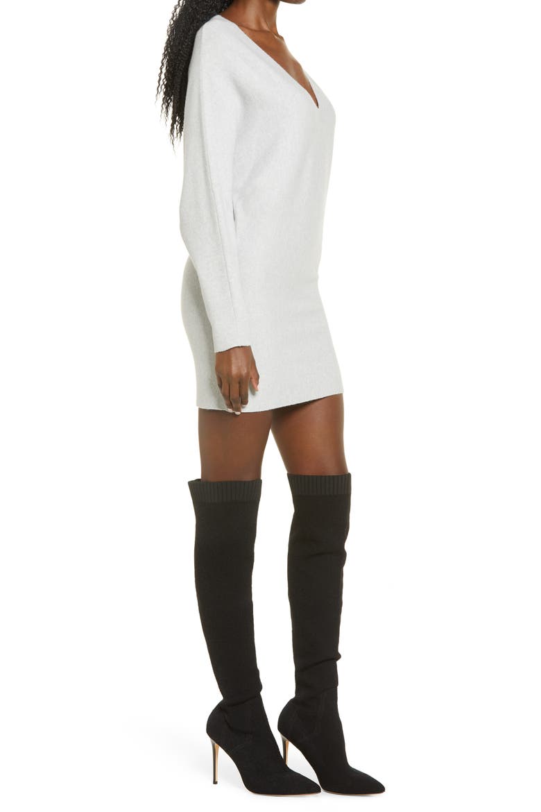 Long Sleeve Dolman Sweater Minidress, Alternate, color, GREY LIGHT HEATHER
