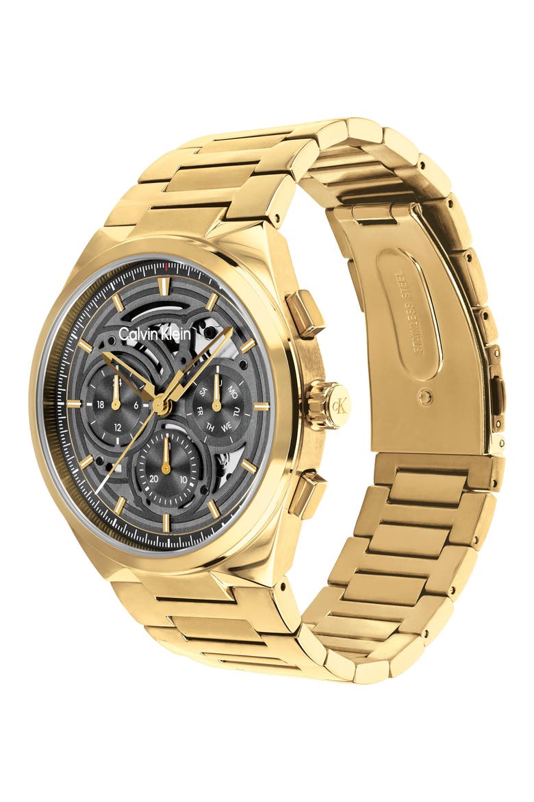 Distinguish Skeleton Quartz Bracelet Watch, 44mm, Alternate, color, GREY