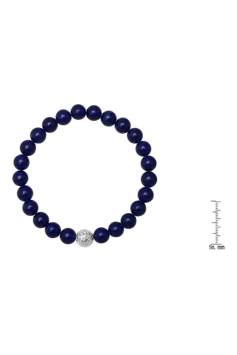 Men's Sterling Silver Lapis Lazuli Beaded Stretch Bracelet, Alternate, color, SILVER/ BLUE