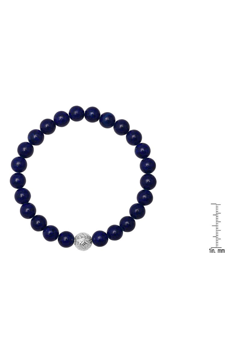 HMY JEWELRY Men's Sterling Silver Lapis Lazuli Beaded Stretch Bracelet, Alternate, color, Silver/ Blue